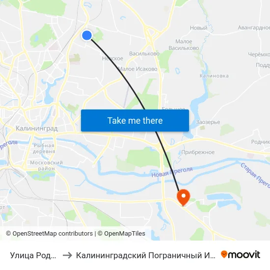 Улица Родниковая to Калининградский Пограничный Институт Фсб России map