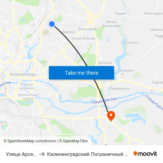 Улица Арсенальная to Калининградский Пограничный Институт Фсб России map