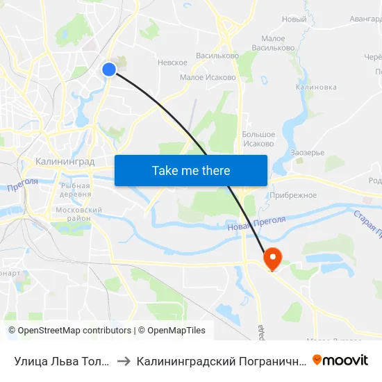 Улица Льва Толстого (В Центр) to Калининградский Пограничный Институт Фсб России map