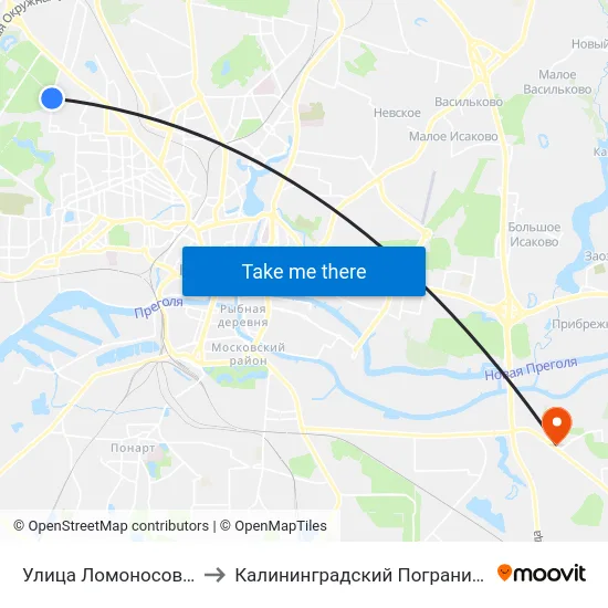 Улица Ломоносова (По Требованию) to Калининградский Пограничный Институт Фсб России map