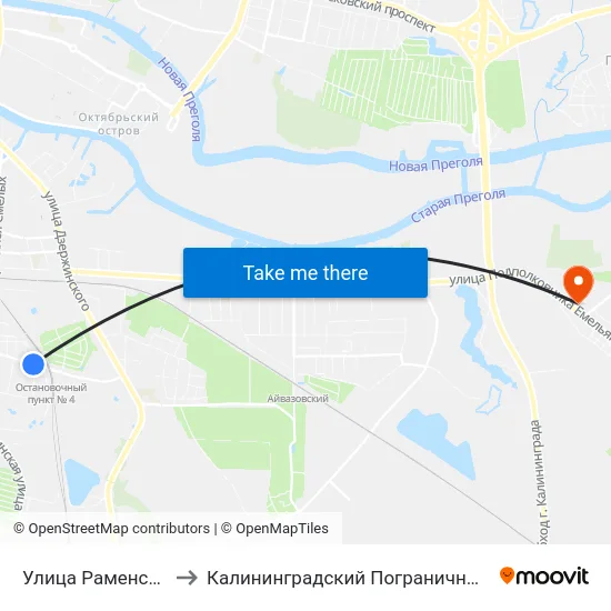 Улица Раменская (В Центр) to Калининградский Пограничный Институт Фсб России map