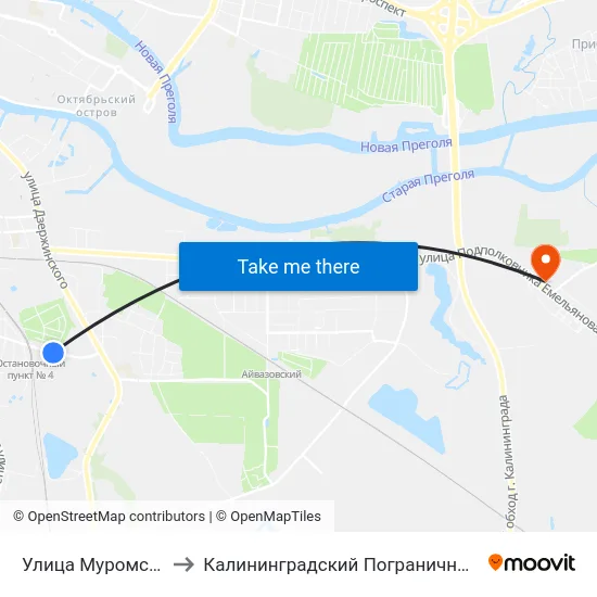 Улица Муромская (В Центр) to Калининградский Пограничный Институт Фсб России map