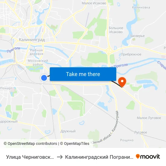 Улица Черниговская (По Требованию) to Калининградский Пограничный Институт Фсб России map