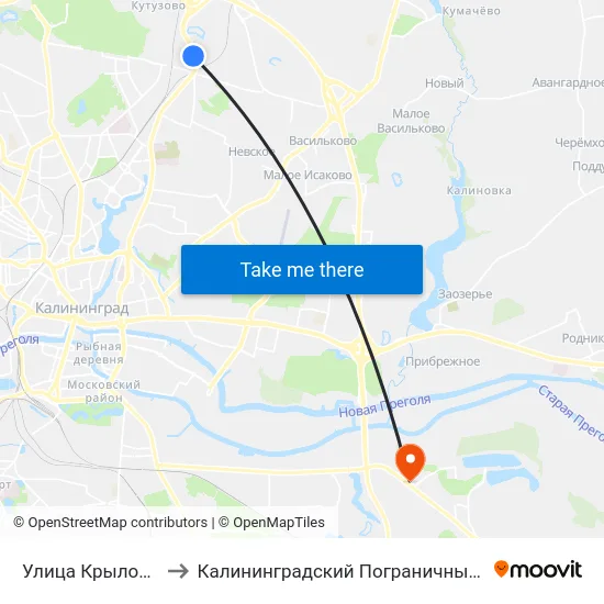 Улица Крылова (В Центр) to Калининградский Пограничный Институт Фсб России map