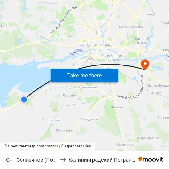 Снт Солнечное (По Требованию, В Центр) to Калининградский Пограничный Институт Фсб России map