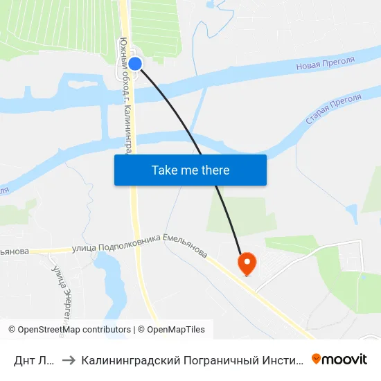 Днт Лотос to Калининградский Пограничный Институт Фсб России map