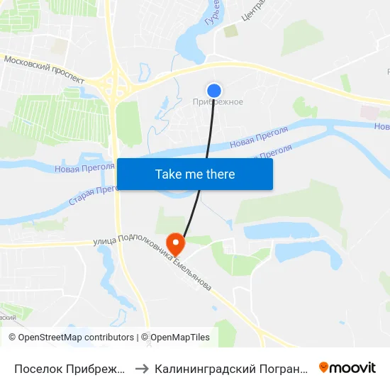 Поселок Прибрежное (По Требованию) to Калининградский Пограничный Институт Фсб России map