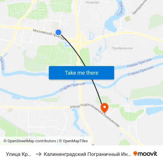 Улица Крымская to Калининградский Пограничный Институт Фсб России map