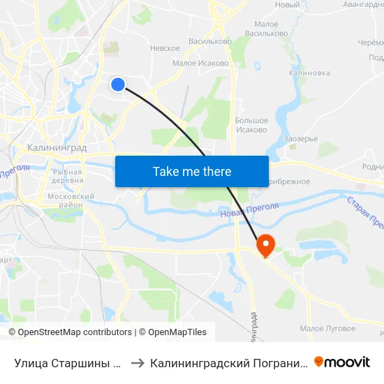 Улица Старшины Дадаева (Конечная) to Калининградский Пограничный Институт Фсб России map