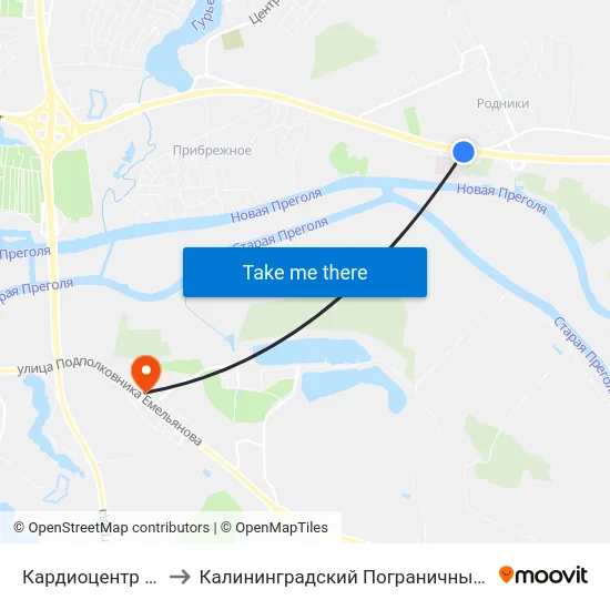Кардиоцентр (Из Центра) to Калининградский Пограничный Институт Фсб России map