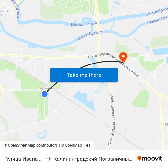 Улица Ивана Земнухова to Калининградский Пограничный Институт Фсб России map