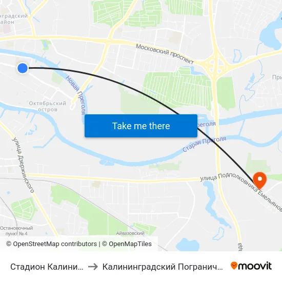 Стадион Калининград (В Центр) to Калининградский Пограничный Институт Фсб России map