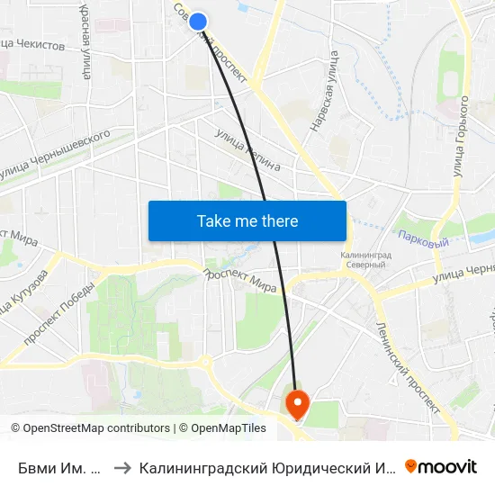 Бвми Им. Ушакова to Калининградский Юридический Институт Мвд России map
