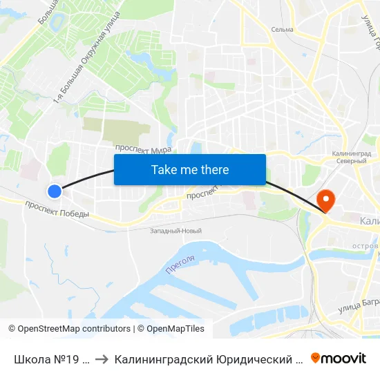 Школа №19 (В Центр) to Калининградский Юридический Институт Мвд России map