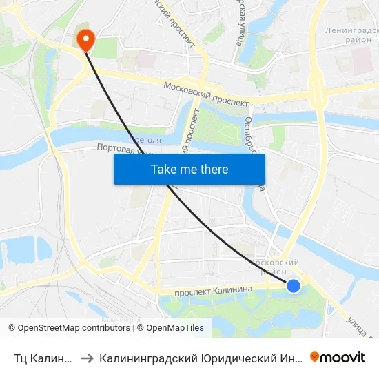 Тц Калининский to Калининградский Юридический Институт Мвд России map