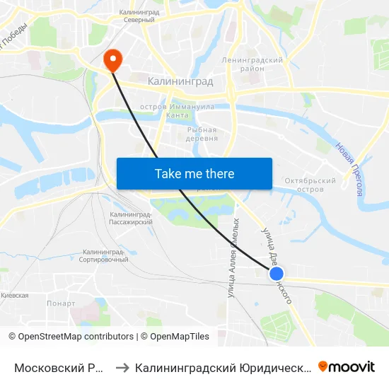 Московский Рынок (В Центр) to Калининградский Юридический Институт Мвд России map