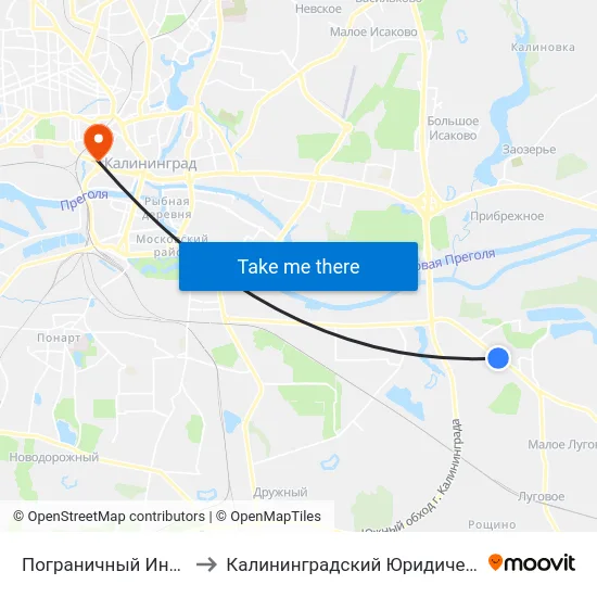 Пограничный Институт (Из Центра) to Калининградский Юридический Институт Мвд России map