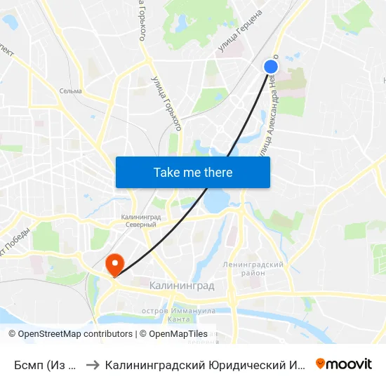 Бсмп (Из Центра) to Калининградский Юридический Институт Мвд России map