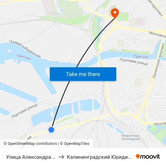 Улица Александра Суворова (Из Центра) to Калининградский Юридический Институт Мвд России map