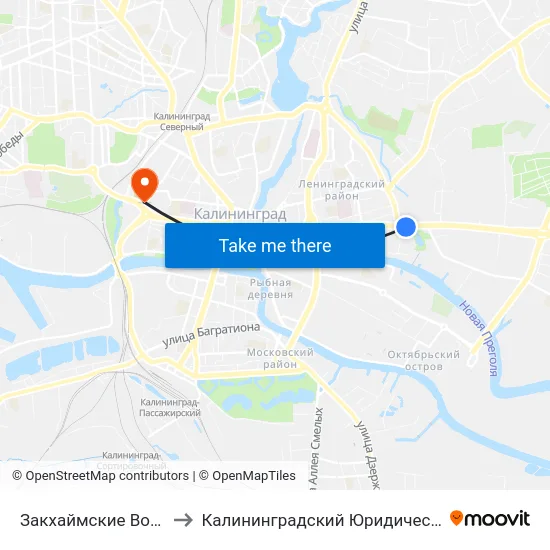 Закхаймские Ворота (Из Центра) to Калининградский Юридический Институт Мвд России map