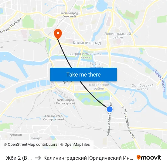 Жби-2 (В Центр) to Калининградский Юридический Институт Мвд России map