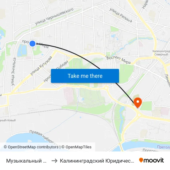 Музыкальный Театр (В Центр) to Калининградский Юридический Институт Мвд России map