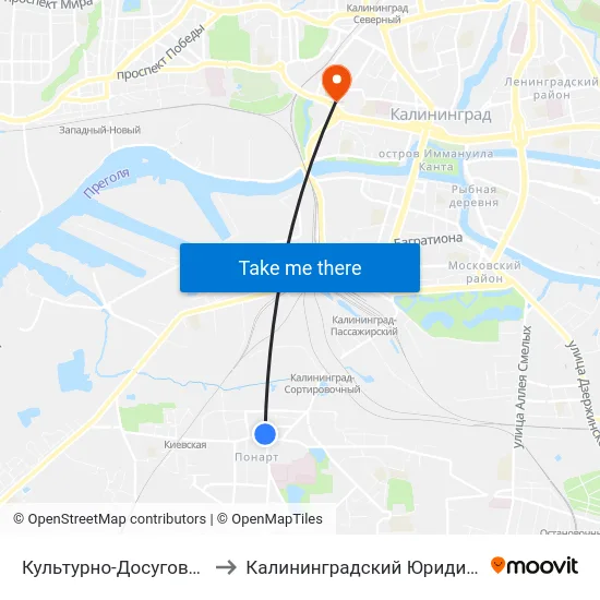 Культурно-Досуговый Центр (Кдц,В Центр) to Калининградский Юридический Институт Мвд России map