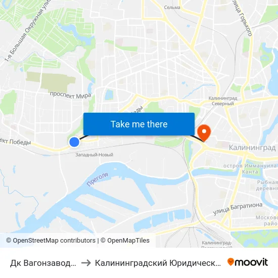 Дк Вагонзавода (Из Центра) to Калининградский Юридический Институт Мвд России map