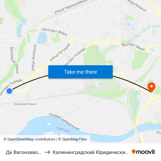 Дк Вагонзавода (В Центр) to Калининградский Юридический Институт Мвд России map