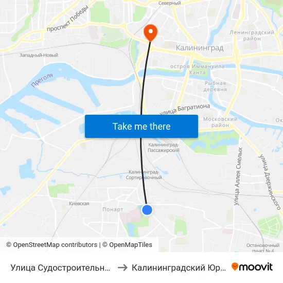 Улица Судостроительная (На Улице Батальная, Из Центра) to Калининградский Юридический Институт Мвд России map