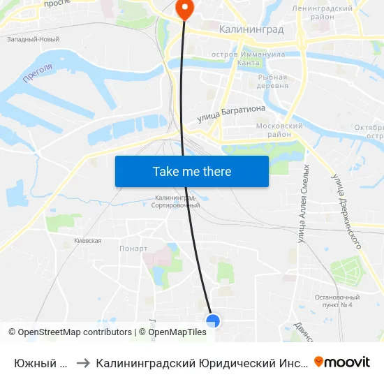 Южный Рынок to Калининградский Юридический Институт Мвд России map