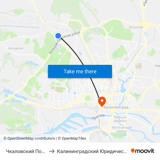 Чкаловский Поворот (В Центр) to Калининградский Юридический Институт Мвд России map