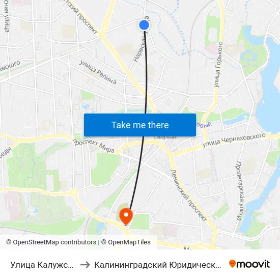 Улица Калужская (В Центр) to Калининградский Юридический Институт Мвд России map