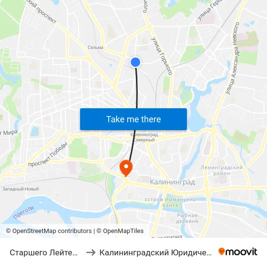 Старшего Лейтенанта Сибирякова to Калининградский Юридический Институт Мвд России map