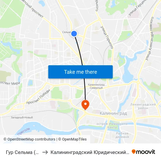 Гур Сельма (Из Центра) to Калининградский Юридический Институт Мвд России map