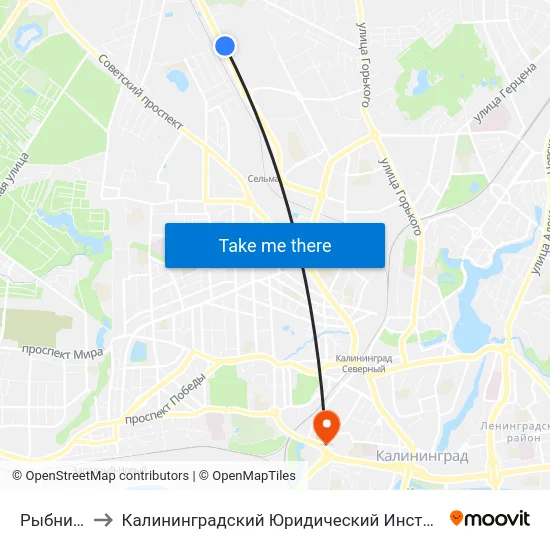 Рыбникова to Калининградский Юридический Институт Мвд России map