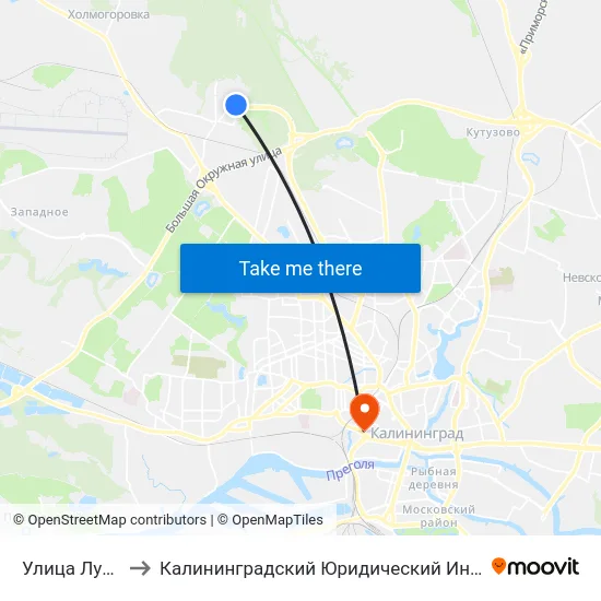 Улица Лукашова to Калининградский Юридический Институт Мвд России map