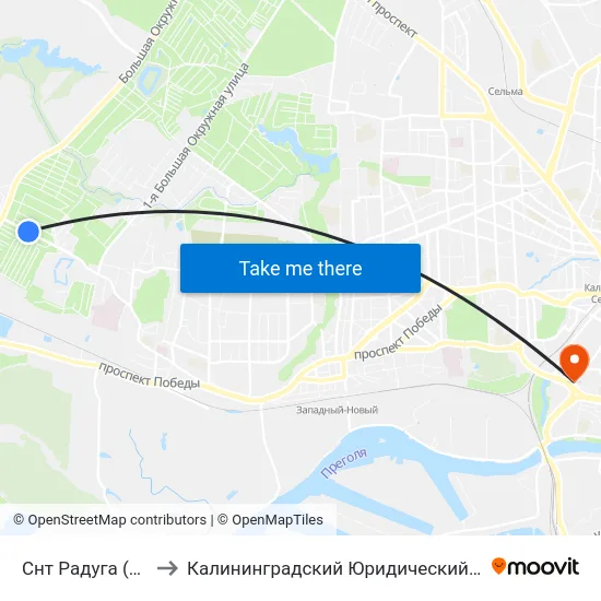 Снт Радуга (Из Центра) to Калининградский Юридический Институт Мвд России map