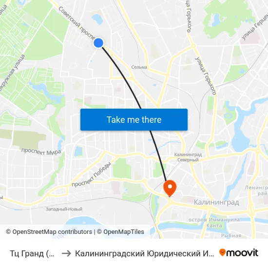 Тц Гранд (В Центр) to Калининградский Юридический Институт Мвд России map