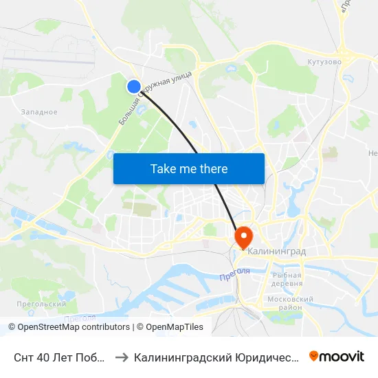 Снт 40 Лет Победы (Конечная) to Калининградский Юридический Институт Мвд России map