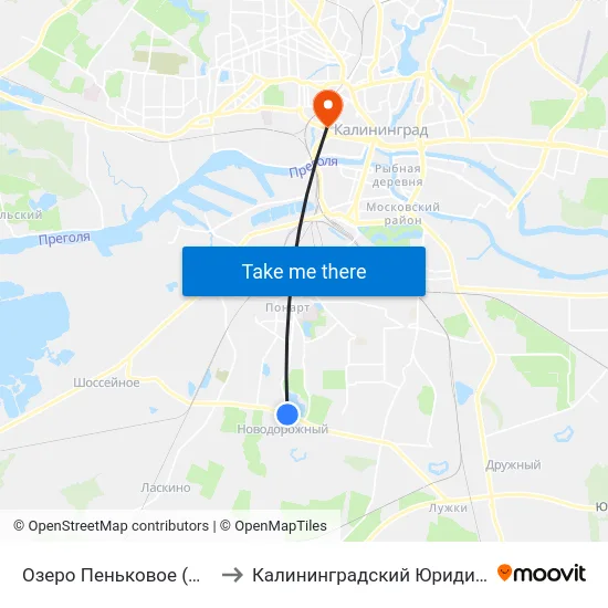 Озеро Пеньковое (По Требованию, В Центр) to Калининградский Юридический Институт Мвд России map