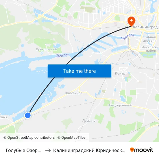 Голубые Озера (Из Центра) to Калининградский Юридический Институт Мвд России map