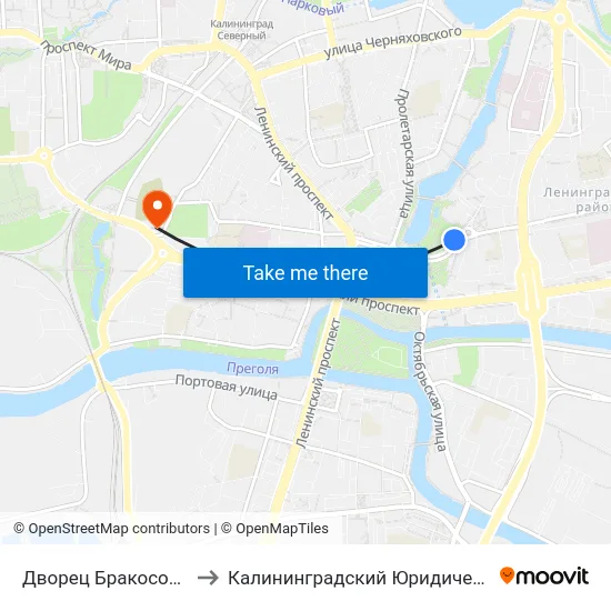 Дворец Бракосочетаний (В Центр) to Калининградский Юридический Институт Мвд России map