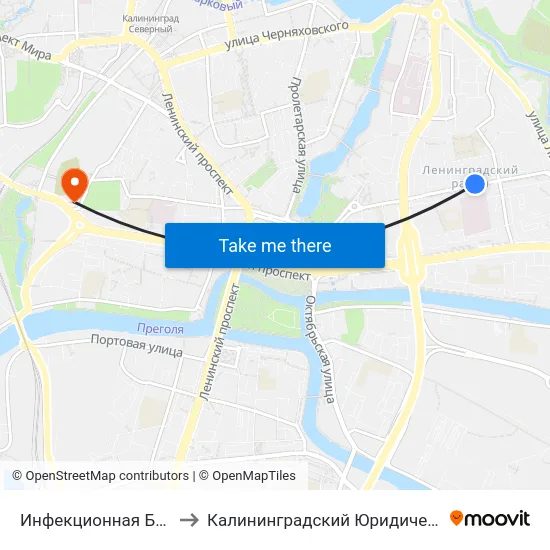 Инфекционная Больница (В Центр) to Калининградский Юридический Институт Мвд России map