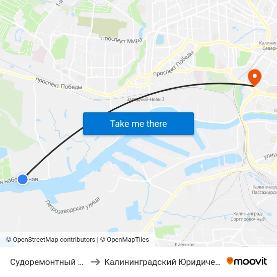 Судоремонтный Завод (Из Центра) to Калининградский Юридический Институт Мвд России map