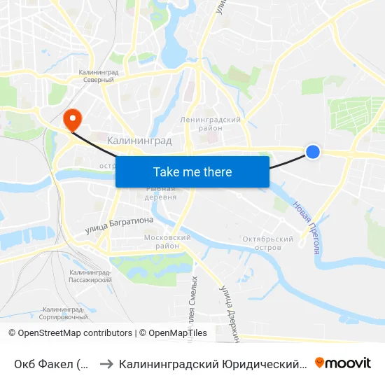 Окб Факел (Из Центра) to Калининградский Юридический Институт Мвд России map