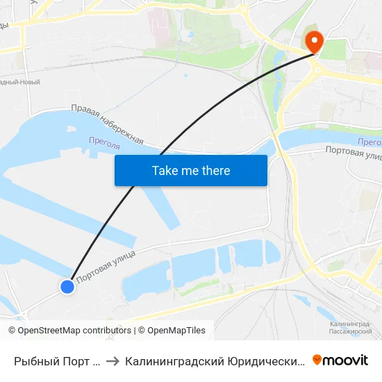 Рыбный Порт (Из Центра) to Калининградский Юридический Институт Мвд России map