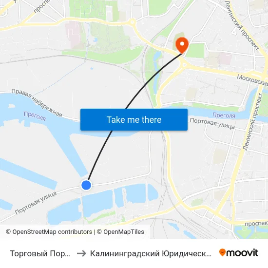 Торговый Порт (Из Центра) to Калининградский Юридический Институт Мвд России map