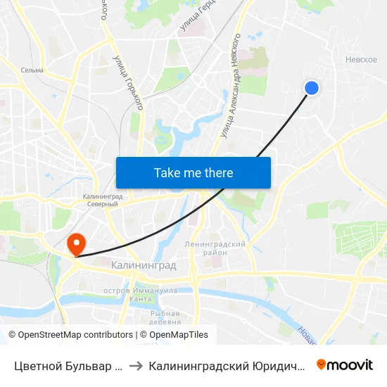 Цветной Бульвар (Дет. Сад, В Центр) to Калининградский Юридический Институт Мвд России map