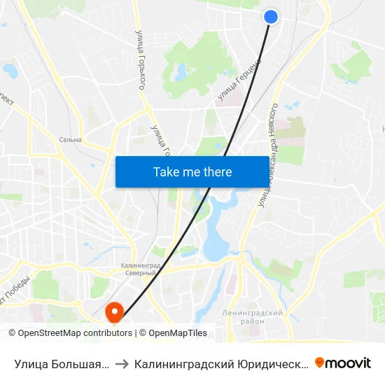 Улица Большая Окружная 3-Я to Калининградский Юридический Институт Мвд России map